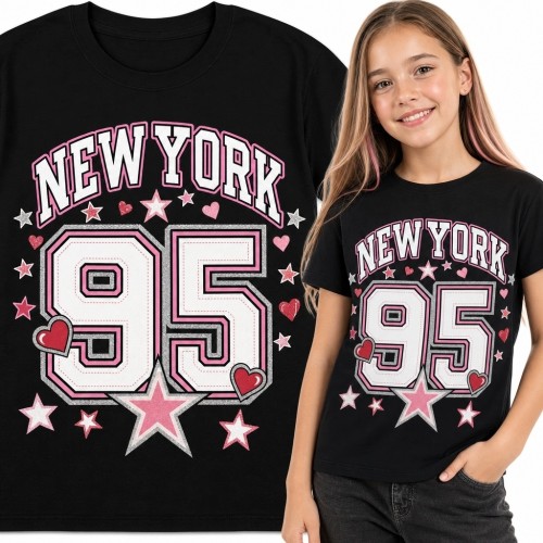 Koszulka dziewczęca „New York” z numerem „95” - miejski styl varsity