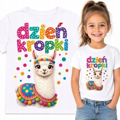 Koszulka dziewczęca na Dzień Kropki z lamą - „Dzień kropki”