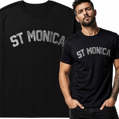 Koszulka męska „ST MONICA” - postarzany napis w miejskim stylu