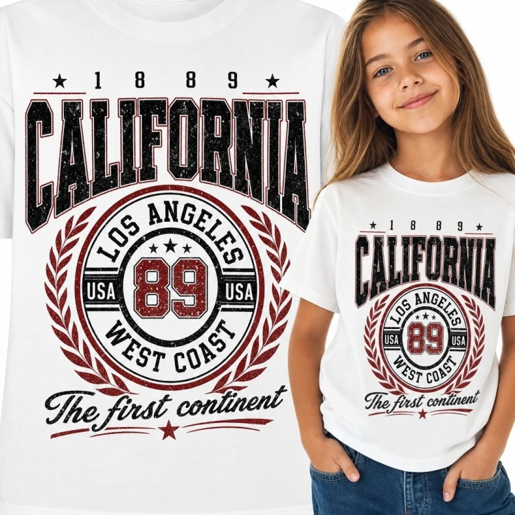Koszulka dziewczęca „California” - Los Angeles w stylu varsity
