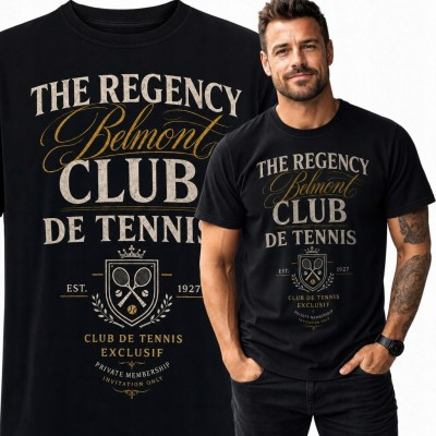 Koszulka męska tenisowa „The Regency Belmont Club de Tennis” - klubowy emblemat retro