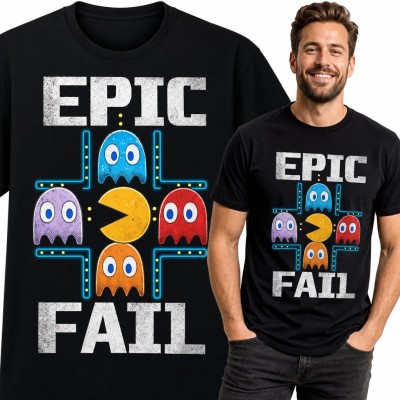 Koszulka męska z motywem gry arcade „Epic Fail”