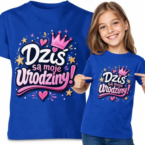 Koszulka dziewczęca na urodziny z koroną - „Dziś są moje Urodziny!”