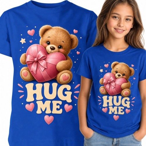 Koszulka dziewczęca z misiem i sercem „Hug Me”