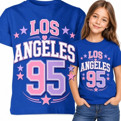 Koszulka dziewczęca z nadrukiem „Los Angeles 95” - styl college