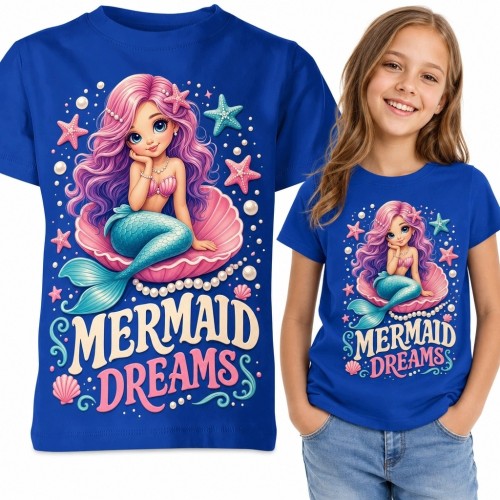 Koszulka dziewczęca z syrenką „Mermaid Dreams” - baśniowy morski motyw