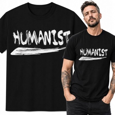 Koszulka męska z napisem „Humanist” - minimalistyczny wzór z przekazem