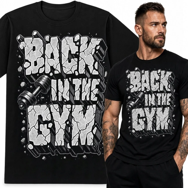 Koszulka męska na siłownię z hantlem „Built in the Gym”