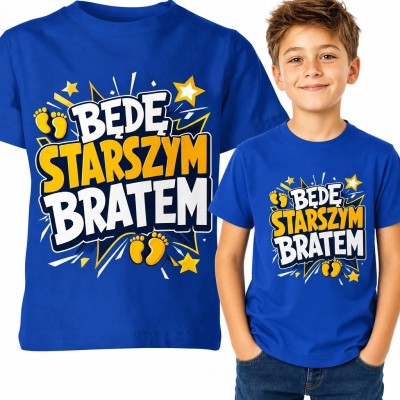 Koszulka chłopięca „Będę starszym bratem” - z motywem dziecięcych stópek