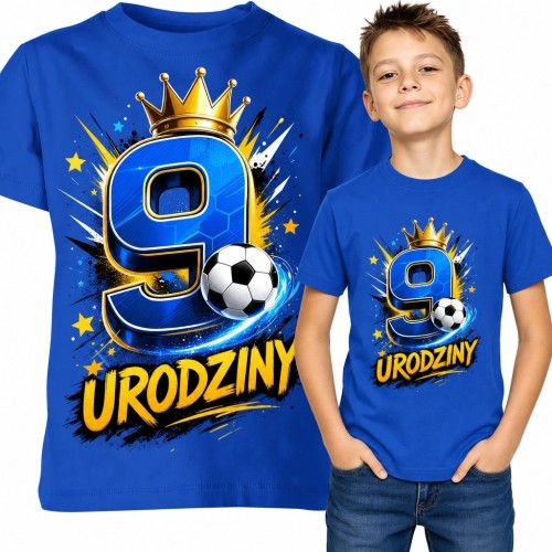 Koszulka chłopięca z piłką nożną na 9 urodziny - „9 urodziny”