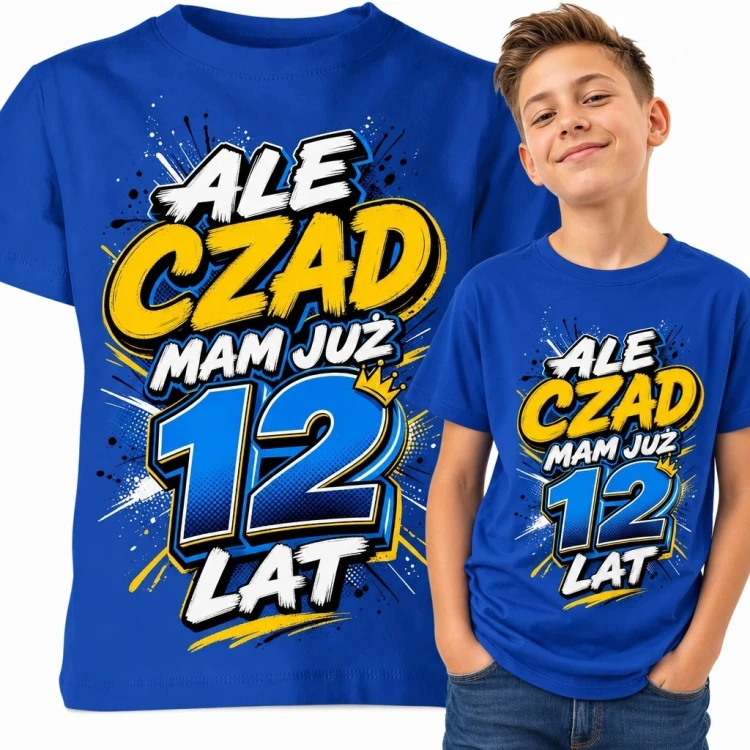 Koszulka chłopięca na 12 urodziny - „Ale czad, mam już 12 lat”