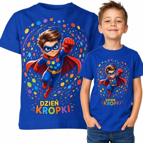 Koszulka chłopięca z superbohaterem i napisem „Dzień Kropki”