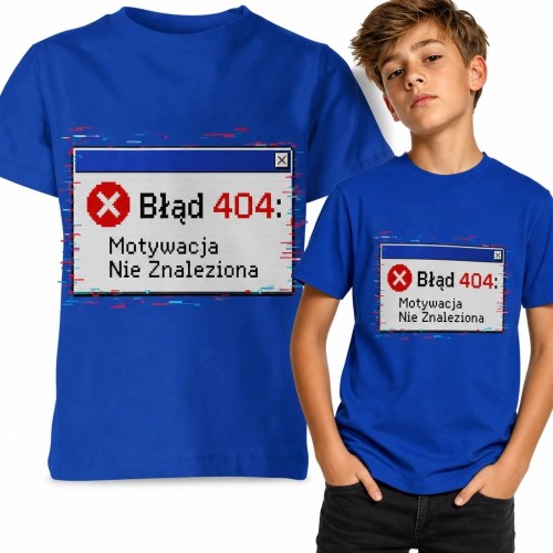 Koszulka chłopięca „Błąd 404: Motywacja nie znaleziona” - komputerowy humor