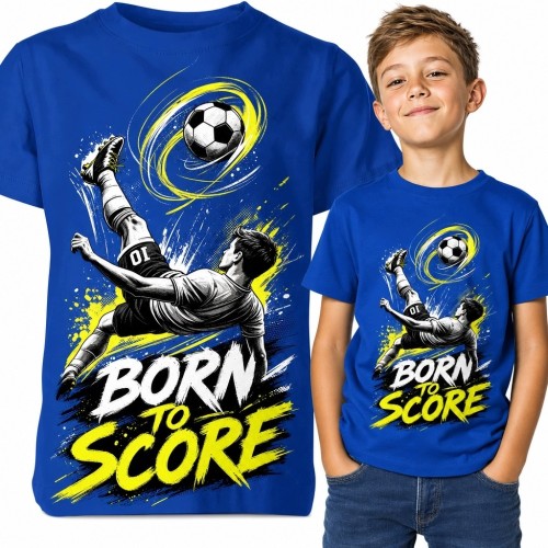 Koszulka chłopięca z piłkarzem „Born to Score” - piłka nożna