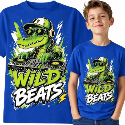 Koszulka chłopięca z krokodylem DJ-em „Wild Beats”