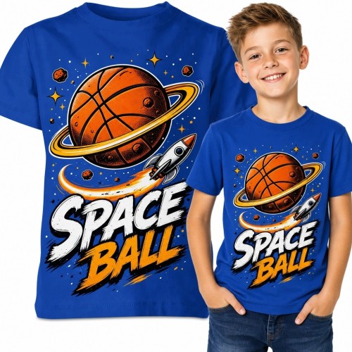 Koszulka chłopięca z kosmiczną piłką do koszykówki „Space Ball”