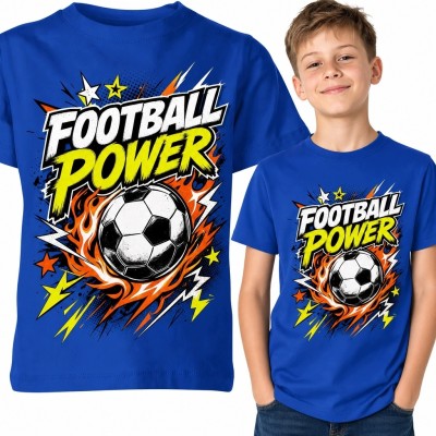 Koszulka chłopięca z płonącą piłką nożną „Football Power”