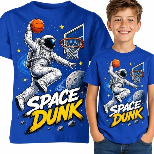 Koszulka chłopięca z astronautą wykonującym wsad do kosza „Space Dunk”