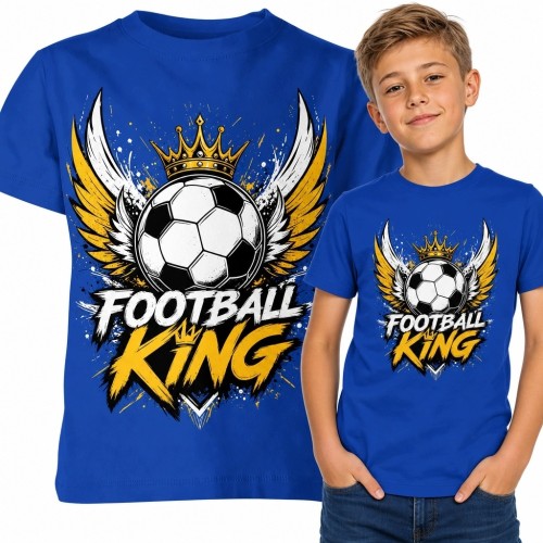 Koszulka chłopięca z ukoronowaną piłką nożną „Football King” - sportowy wzór