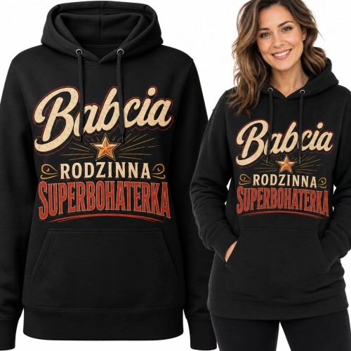 Bluza damska z kapturem „Babcia - rodzinna superbohaterka” - retro gwiazda