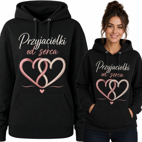 Bluza damska z kapturem „Przyjaciółki od serca” - splecione serca