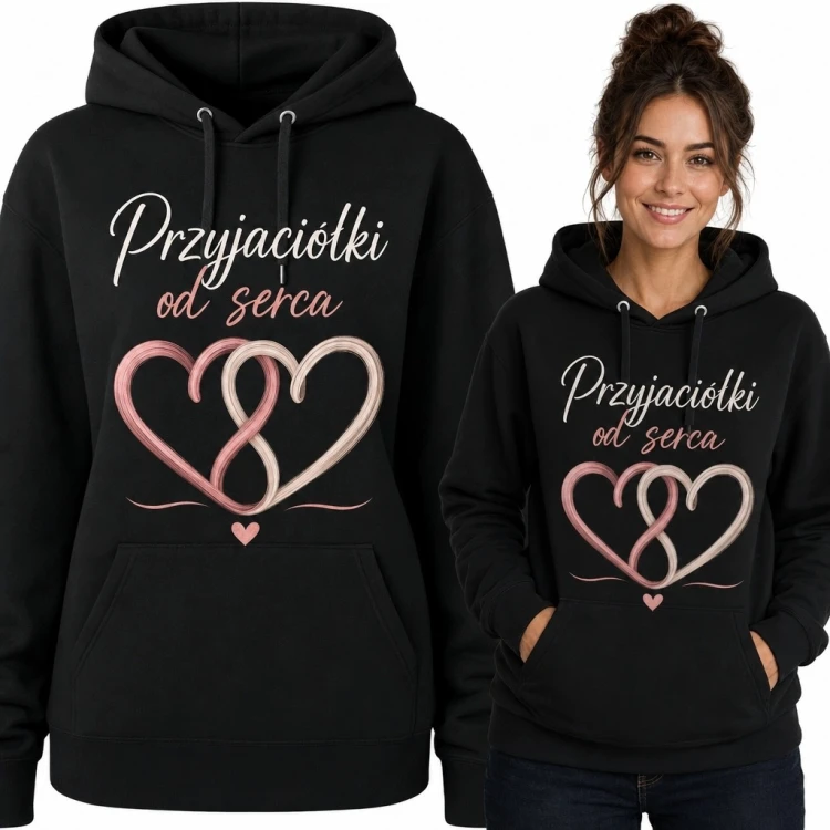 Bluza damska z kapturem „Przyjaciółki od serca” - splecione serca
