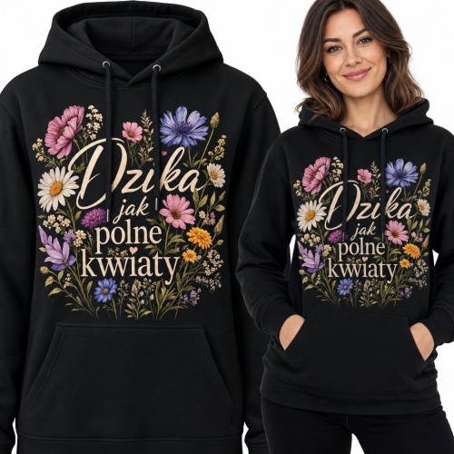 Bluza damska z kapturem w polne kwiaty „Dzika jak polne kwiaty”