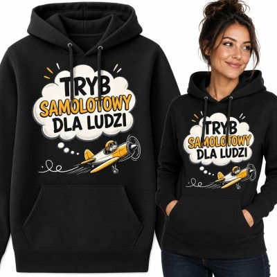 Bluza damska z kapturem - komiksowy samolot i „Tryb samolotowy dla ludzi”