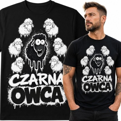 Koszulka męska z komiksową czarną owcą „Czarna owca” - dla indywidualisty