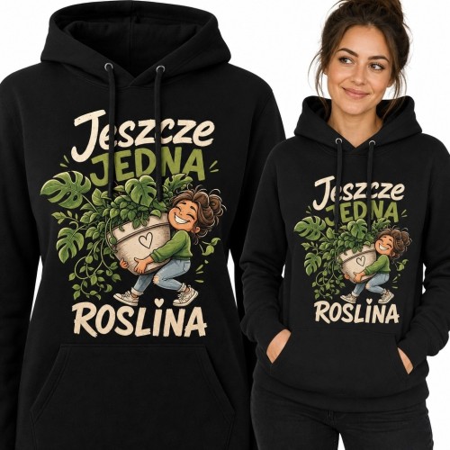Bluza damska z kapturem - roślinny motyw „Jeszcze jedna roślina”