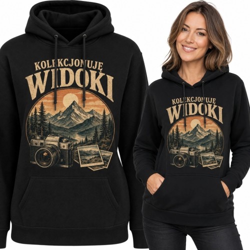 Bluza damska z kapturem z górskim motywem „Kolekcjonuję widoki”