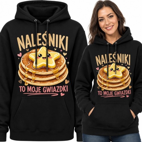 Bluza damska z kapturem z nadrukiem naleśników „Naleśniki to moje gwiazdki”