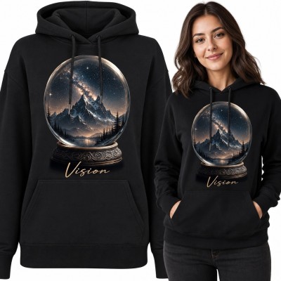 Bluza damska z kapturem „Vision” - kryształowa kula i górska noc