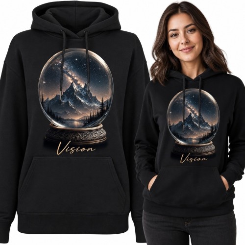 Bluza damska z kapturem „Vision” - kryształowa kula i górska noc
