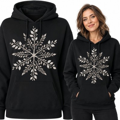 Bluza damska z kapturem - botaniczna rozeta z liści