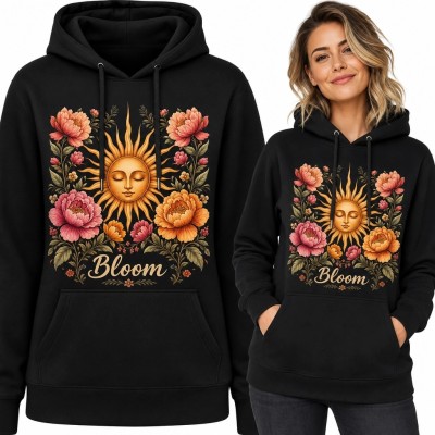 Bluza damska z kapturem - kwiatowe słońce „Bloom”
