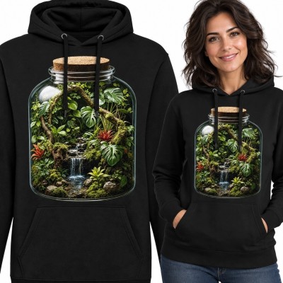Bluza damska z kapturem - tropikalne terrarium w szklanym słoju