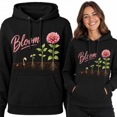 Bluza damska z kapturem „Bloom” - etapy wzrostu rośliny