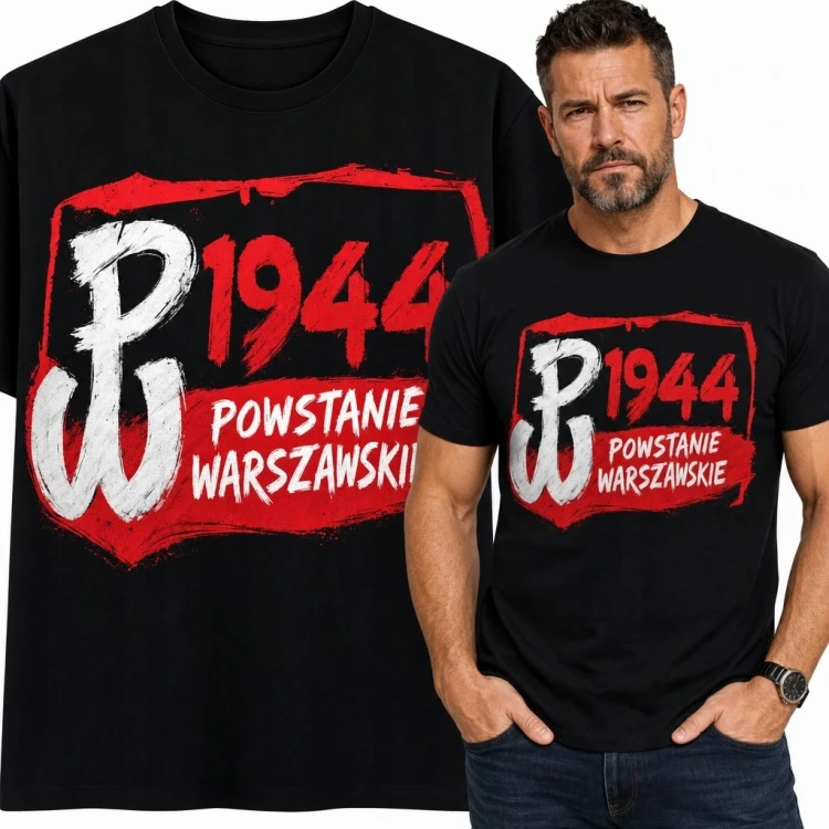 Koszulka męska patriotyczna „Powstanie Warszawskie” 1944 - symbol Polski Walczącej