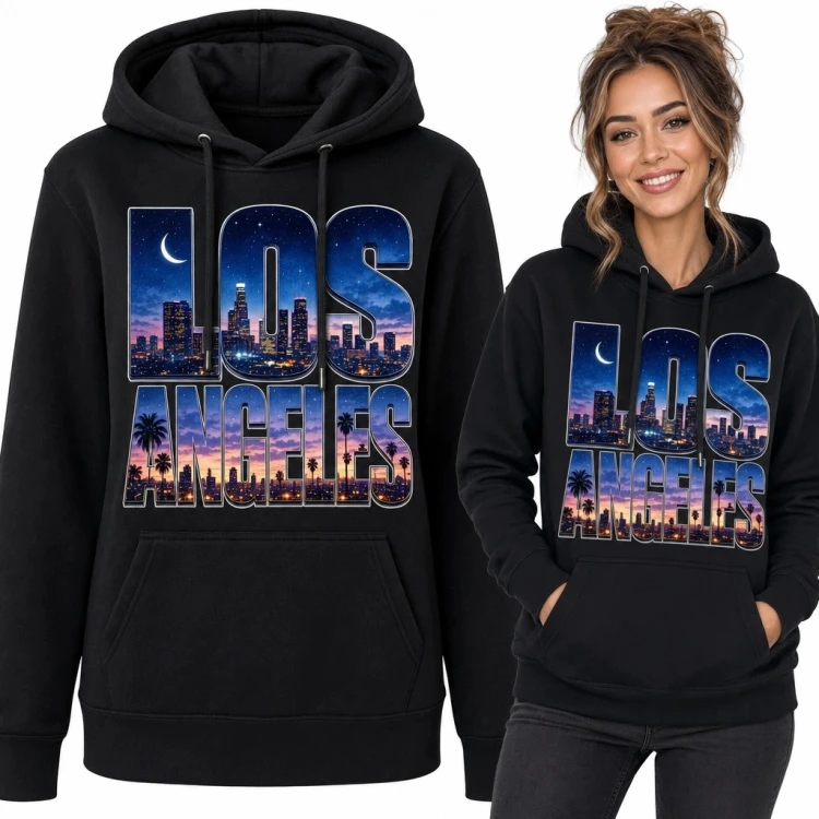 Bluza damska z kapturem „Los Angeles” - nocna panorama miasta