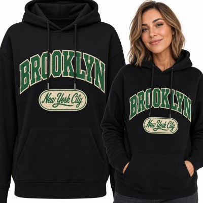 Bluza damska z kapturem „Brooklyn” - motyw Nowego Jorku w stylu retro college