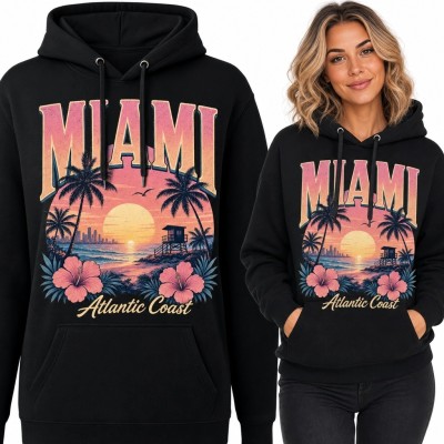 Bluza damska z kapturem „Miami” - tropikalny zachód słońca