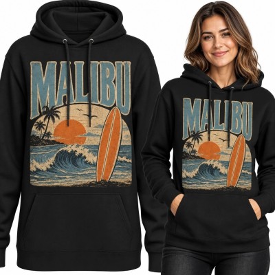 Bluza damska z kapturem „Malibu” - retro surfing i zachód słońca