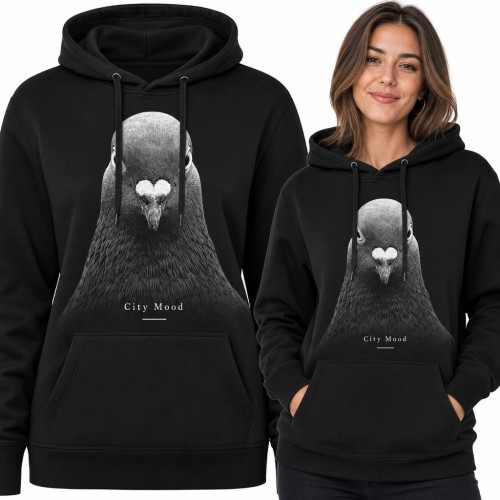 Bluza damska z kapturem - monochromatyczny portret gołębia