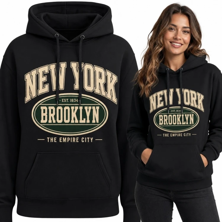 Bluza damska z kapturem „New York” i „Brooklyn” - miejski styl retro