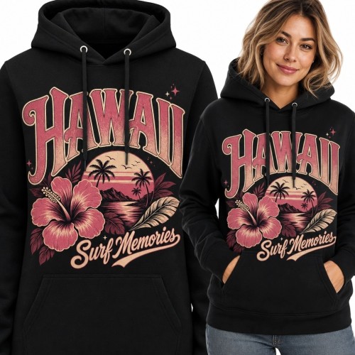 Bluza damska z kapturem „Hawaii / Surf Memories” - hawajski zachód słońca