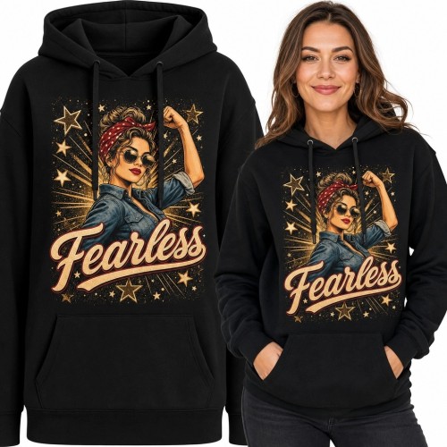 Bluza damska z kapturem „Fearless” - retro motyw kobiecej siły