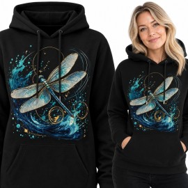 Bluza damska z kapturem - ważka nad turkusową falą