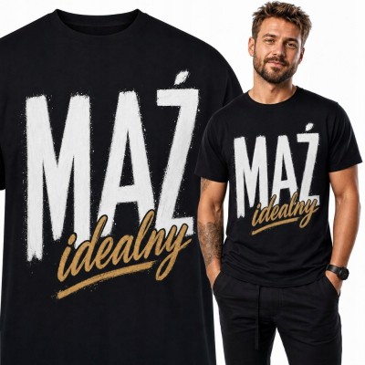 Koszulka męska „Mąż idealny” - typograficzny motyw dla męża