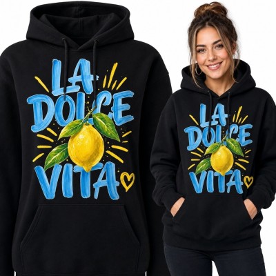 Bluza damska z kapturem „La dolce vita” - włoski motyw z cytryną
